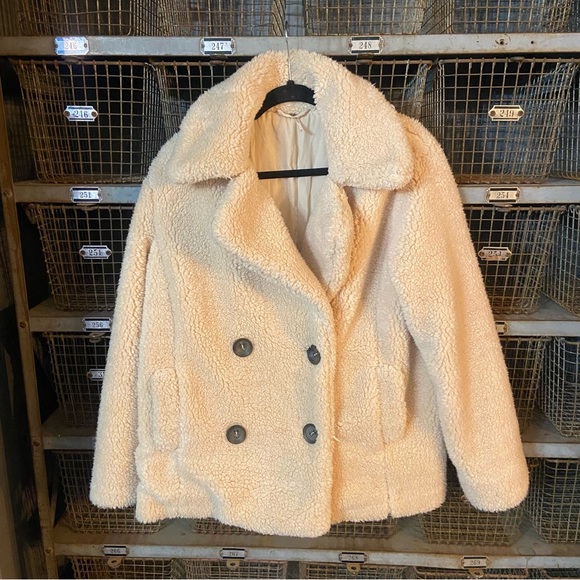 Free People notched Teddy peacoat Jacket cream nbnn - Picture 8 of 16